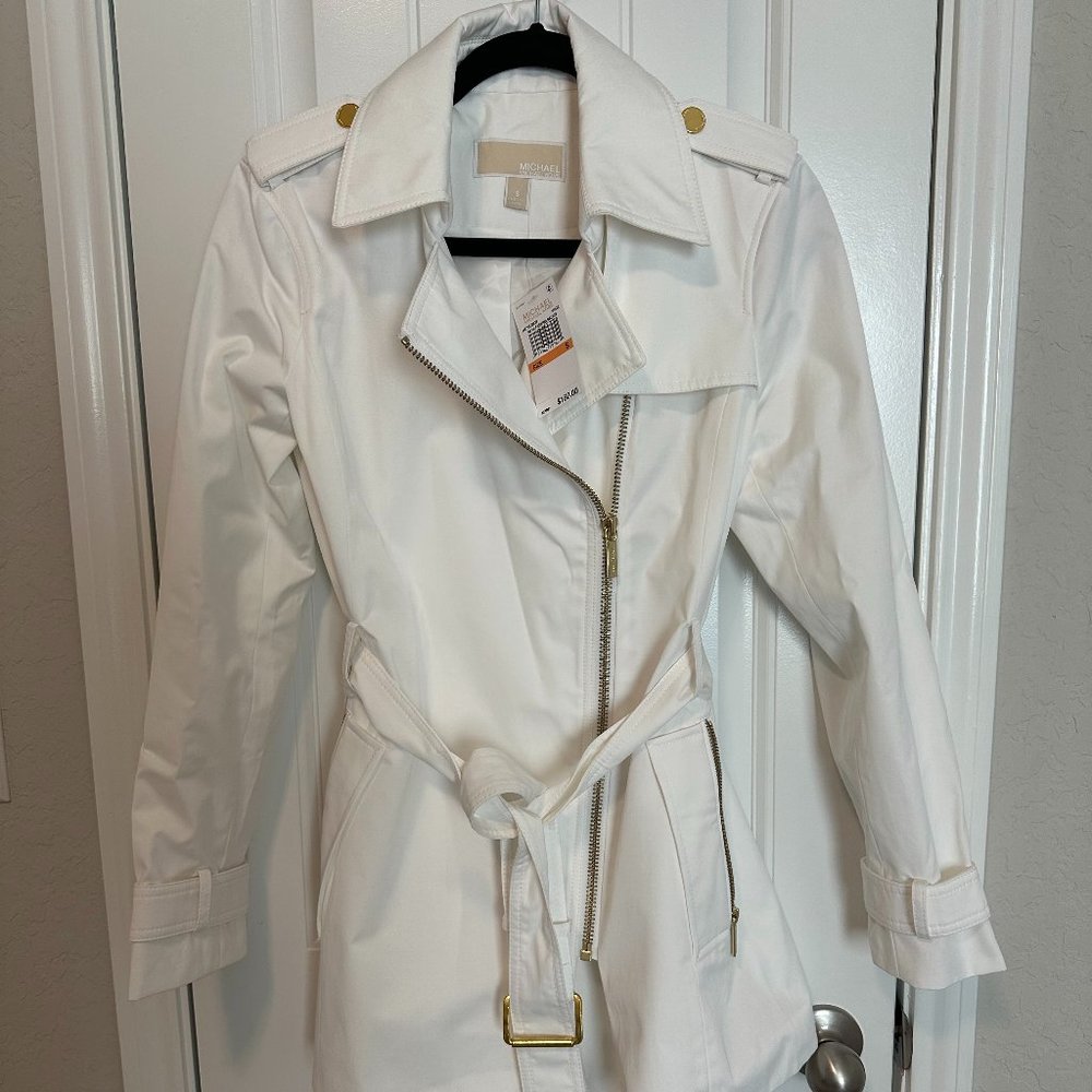 Michael Kors Belted Trench Coat - White - S - NWT